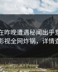 圈内人在昨晚遭遇秘闻出乎意料，香蕉影视全网炸锅，详情查看