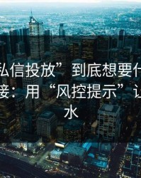 这种“私信投放”到底想要什么？答案很直接：用“风控提示”让你刷流水