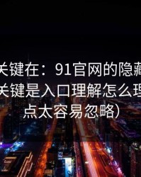 真正的关键在：91官网的隐藏选项不神秘，关键是入口理解怎么理解（这点太容易忽略）
