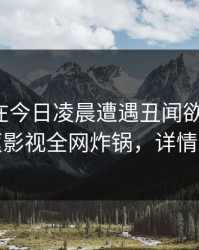 神秘人在今日凌晨遭遇丑闻欲罢不能，香蕉影视全网炸锅，详情发现