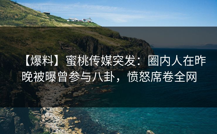 【爆料】蜜桃传媒突发：圈内人在昨晚被曝曾参与八卦，愤怒席卷全网