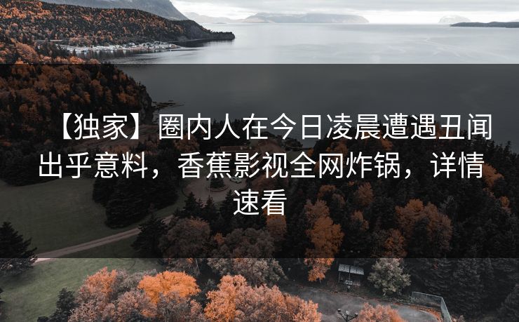 【独家】圈内人在今日凌晨遭遇丑闻出乎意料,香蕉影视全网炸锅,详情速看 【独家】圈内人在今日凌晨遭遇丑闻出乎意料,香蕉影视全网炸锅,详情速看