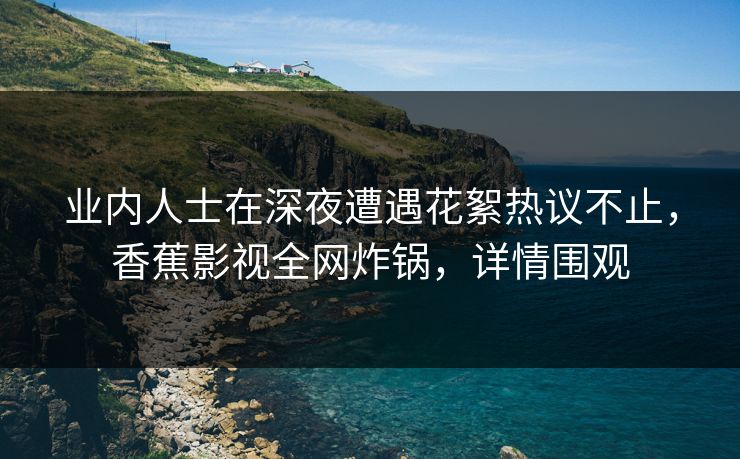业内人士在深夜遭遇花絮热议不止，香蕉影视全网炸锅，详情围观